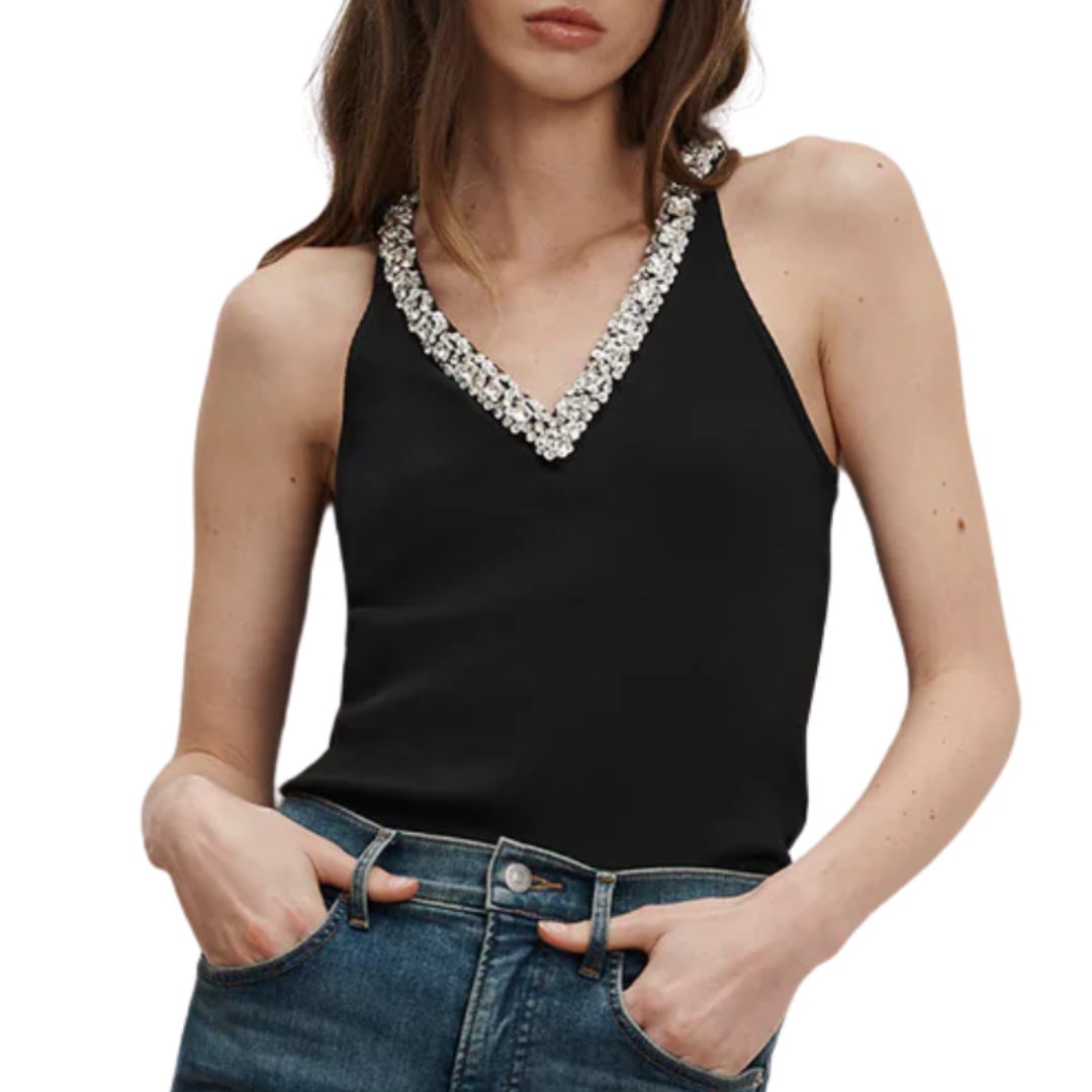 Ayres Embellished Tank Top in Black