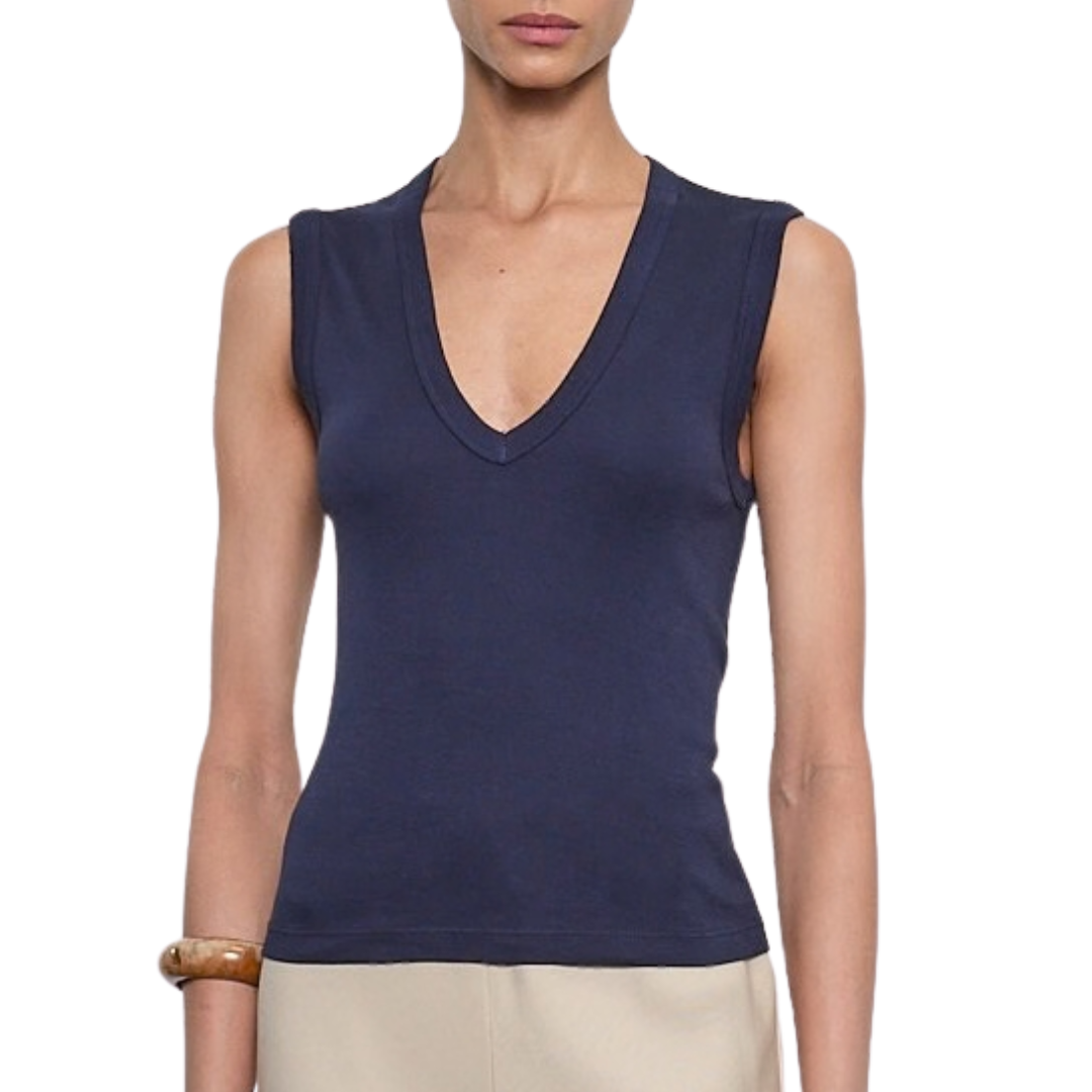 New Classic Sleeveless V in Dark Navy