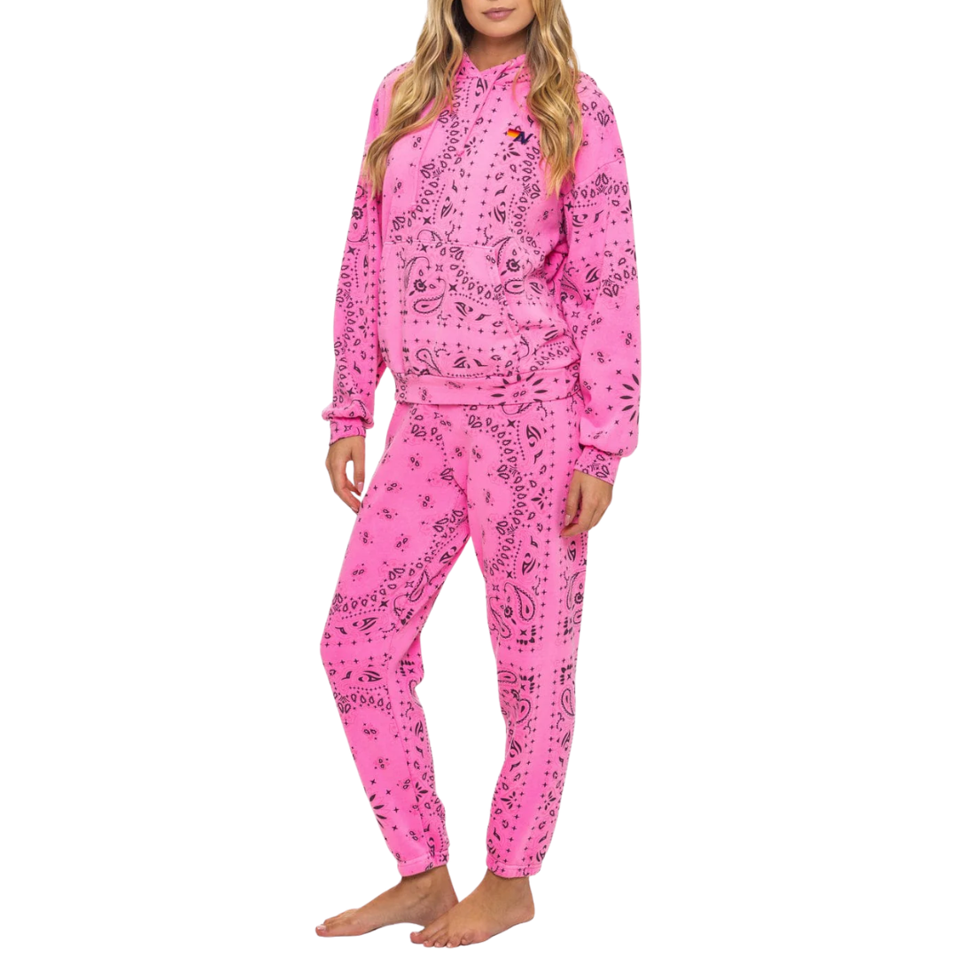 Bandana Sweatpants in Neon Pink