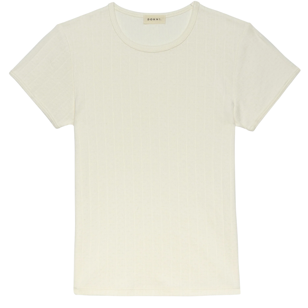 The Pointelle Baby Tee in Creme
