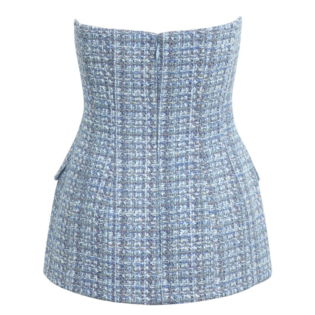 The Brooke Bustier in Sky Blue Tweed