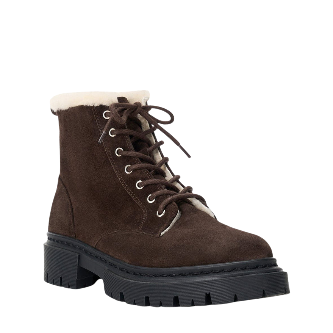 Henry Combat Boot in Espresso Suede