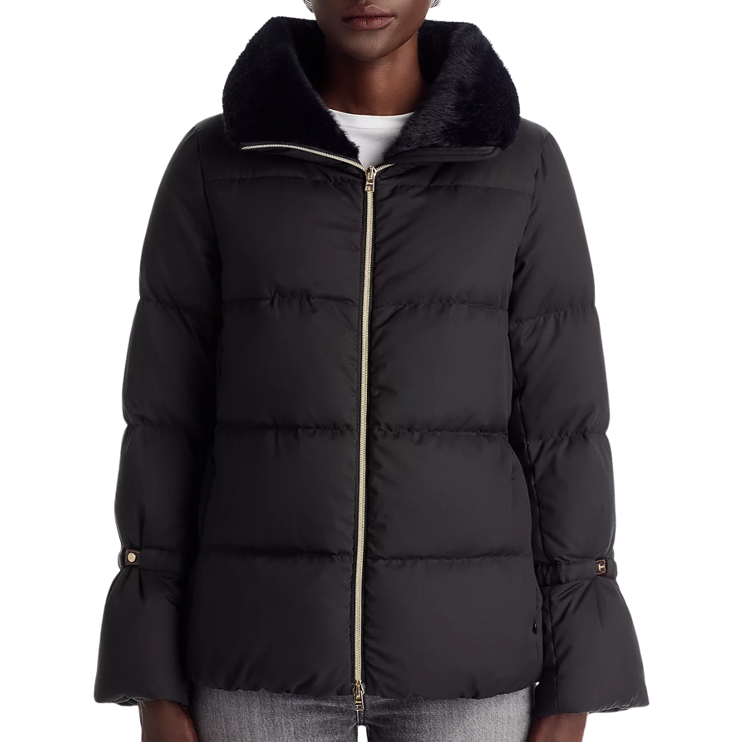 Faux Fur Collar Jacket in Black