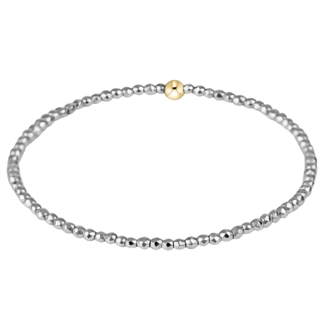 Silver Faceted Hematite 2MM Bead Bracelet