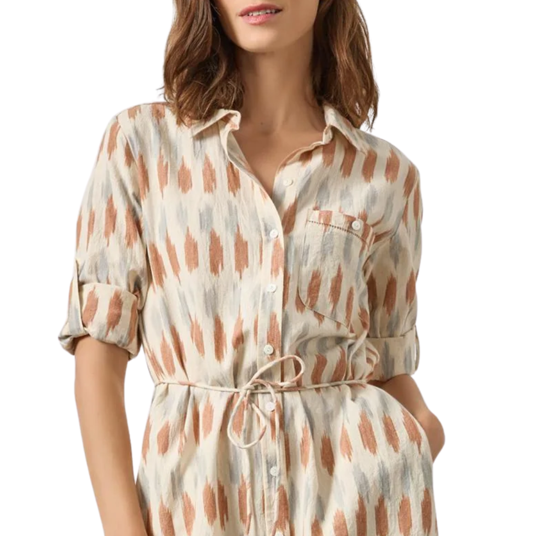 Ikat Shirt Dress in Carob Ikat