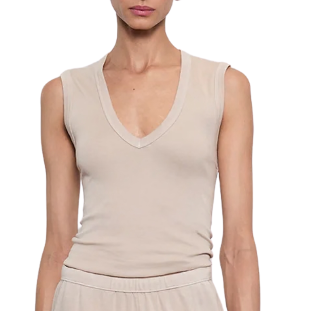 New Classic Sleeveless V in Stone
