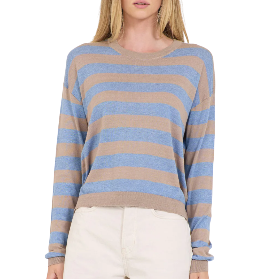 Sloane Boxy Pullover in Stone Combo