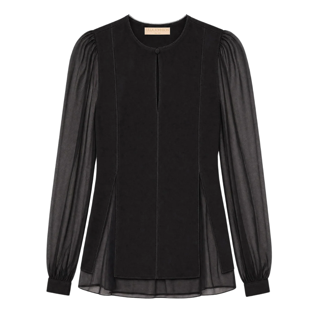 Lucette Long Sleeve Blouse in Noir