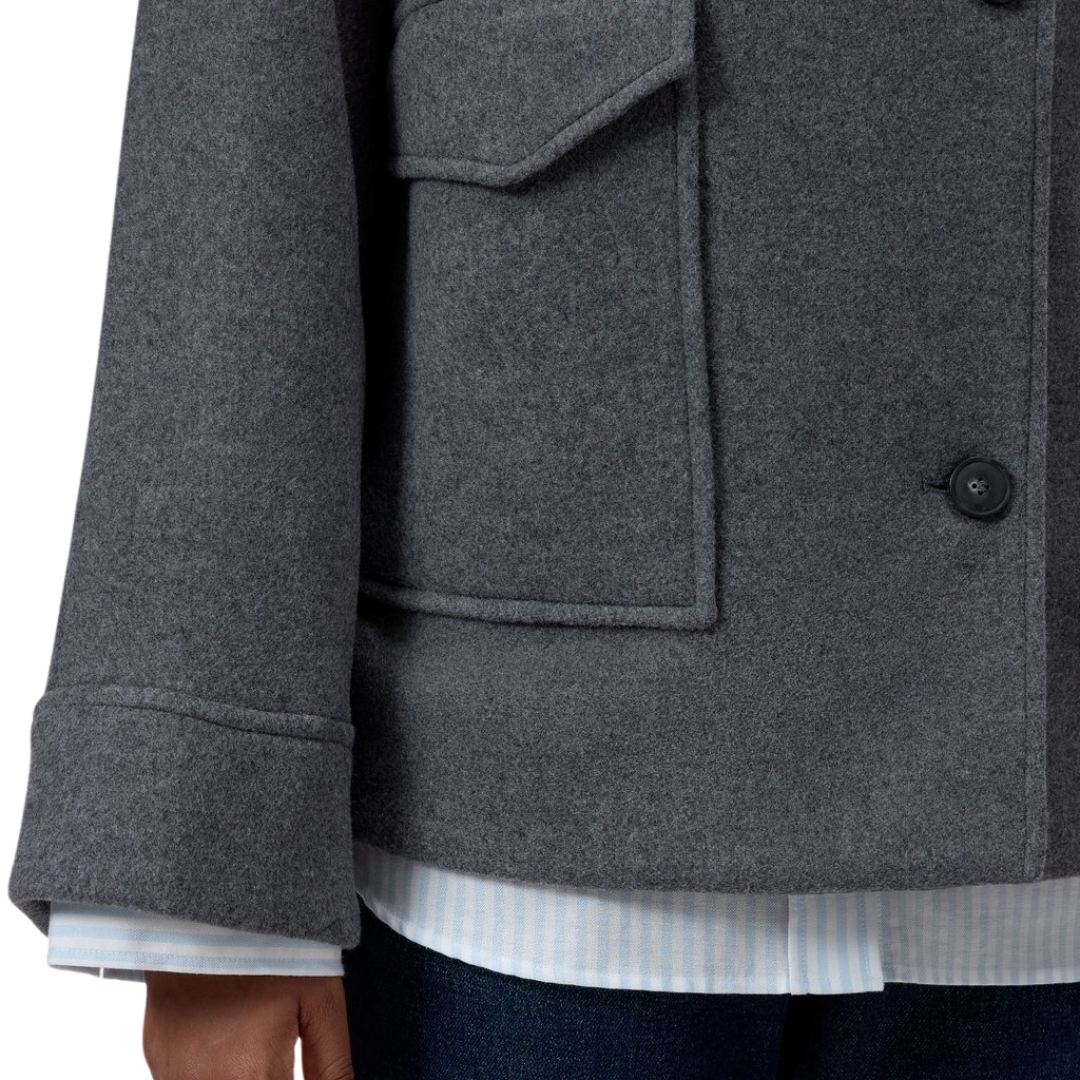Wool Jacket in Dark Grey Melange