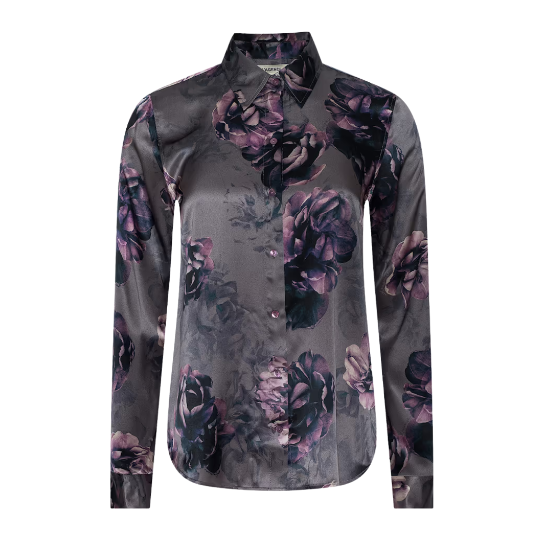 Tyler Silk Blouse in Concord Grape Small Multi Photo Floral