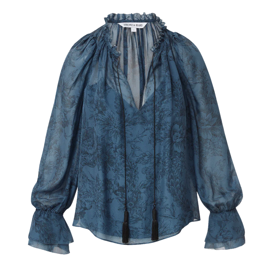 Maxime Blouse in Ocean/Black