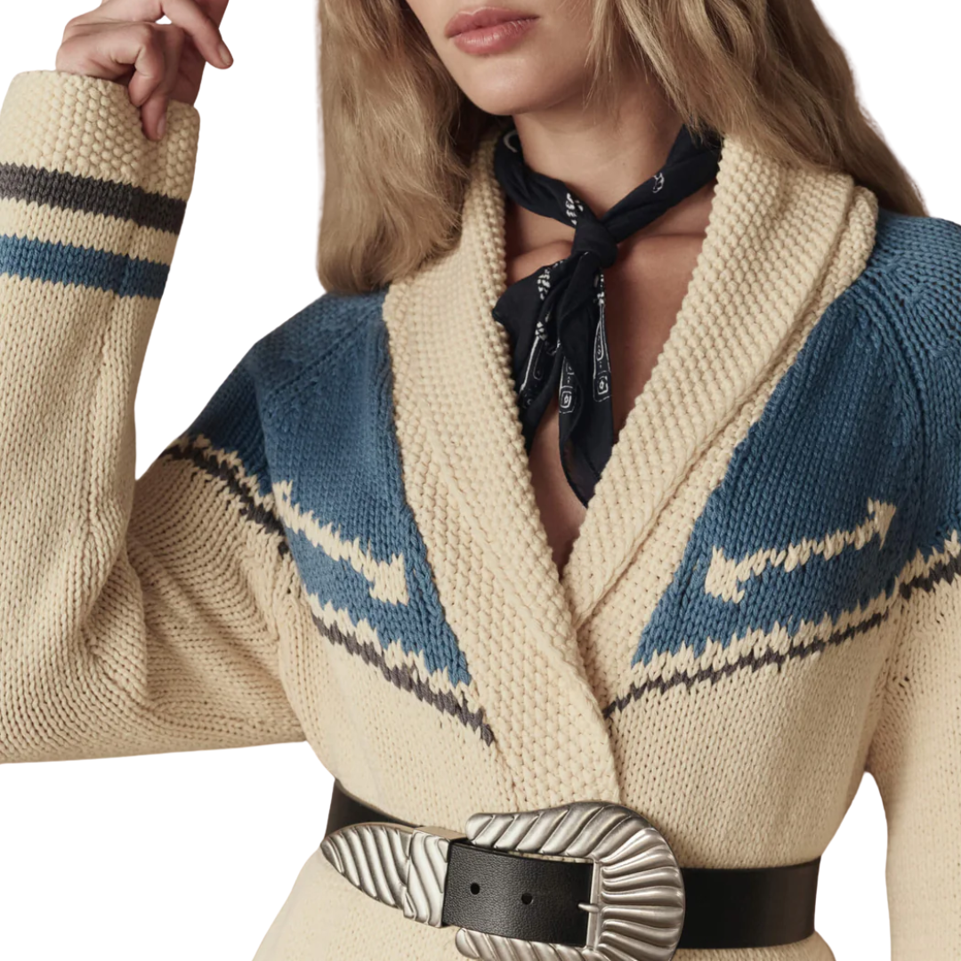 The Western Riding Cardigan Sweater in Robin Blue