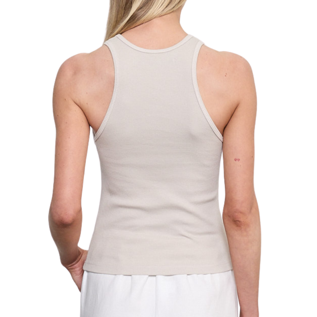 Cotton Rib Boy Tank in Champagne