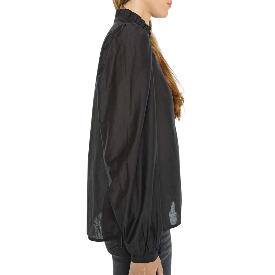 Annabel Emblem Panel Shirt in Black