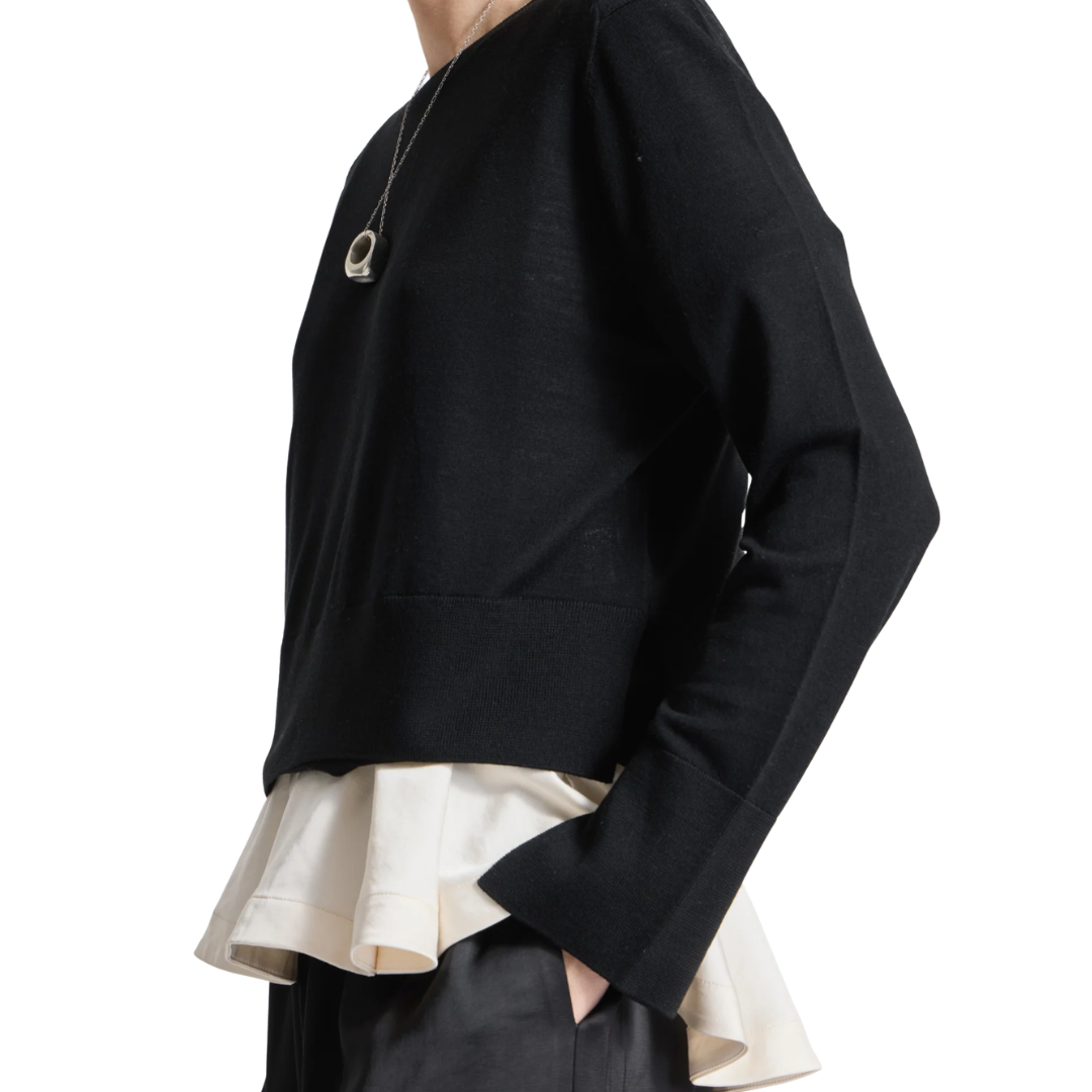 Elodie Layered Crewneck Knit in Black