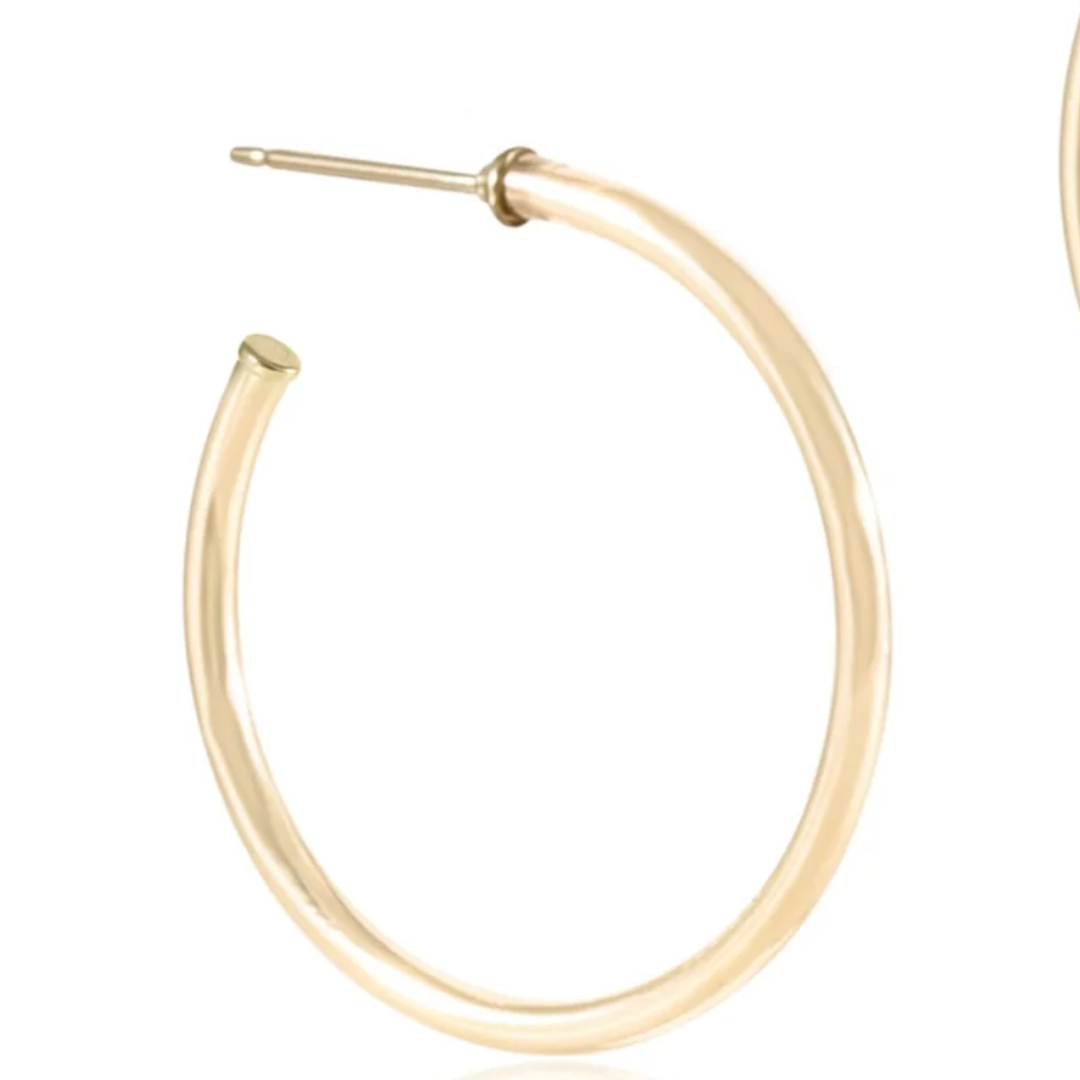 Round Gold 1.25" Post Hoop- 2mm- Smooth