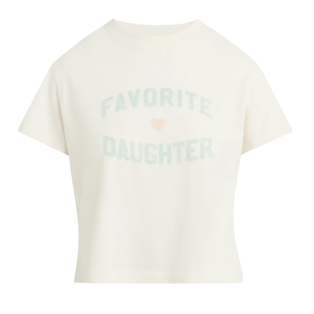 The Cropped Favorite Daughter Tee in Gardenia Light Sage