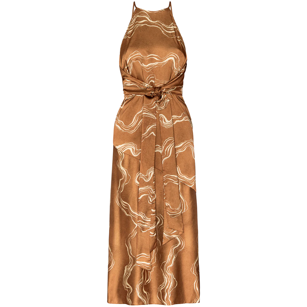Lisa Dress in Copper Linear Wave
