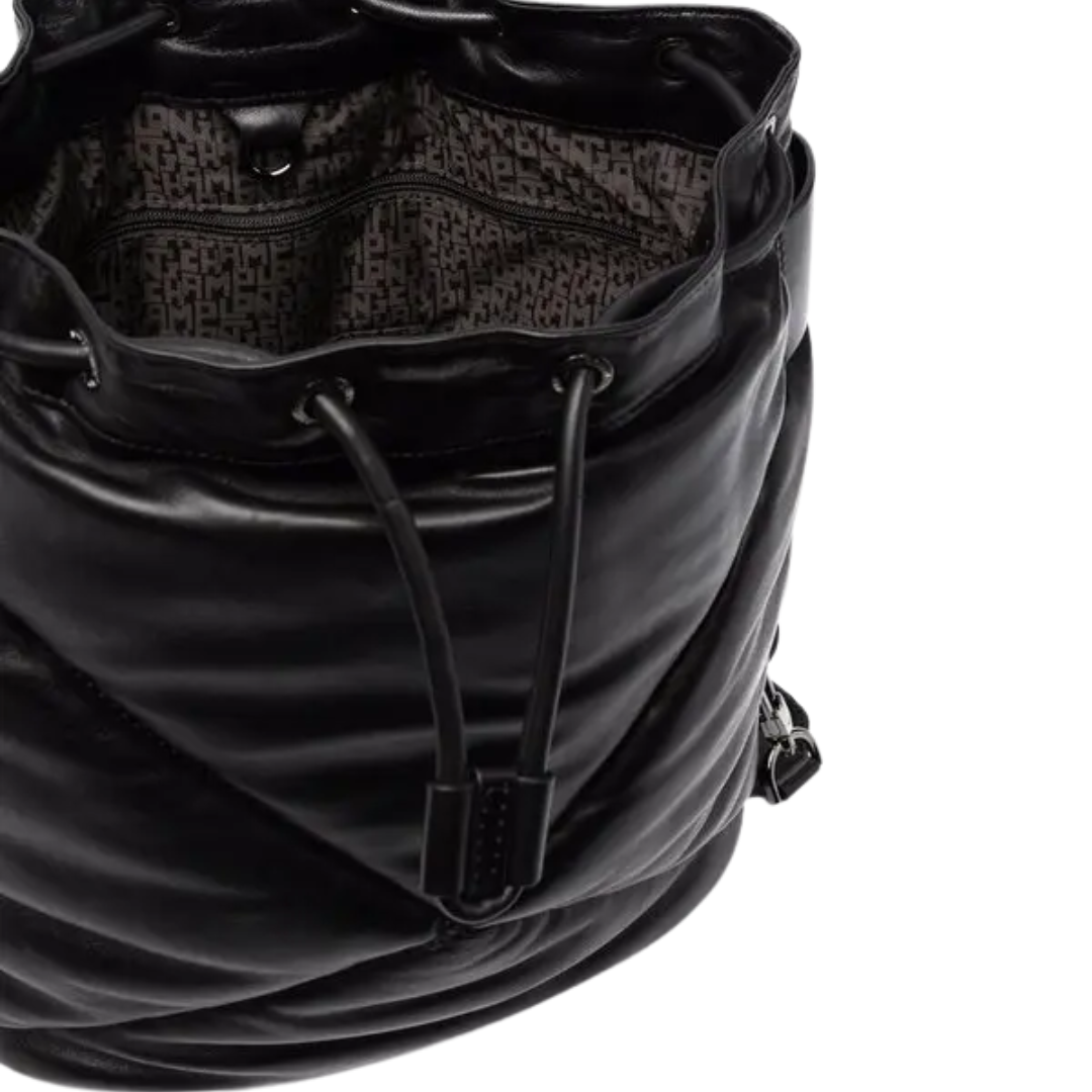 Le Pliage Cuir Doudoune Backpack in Black