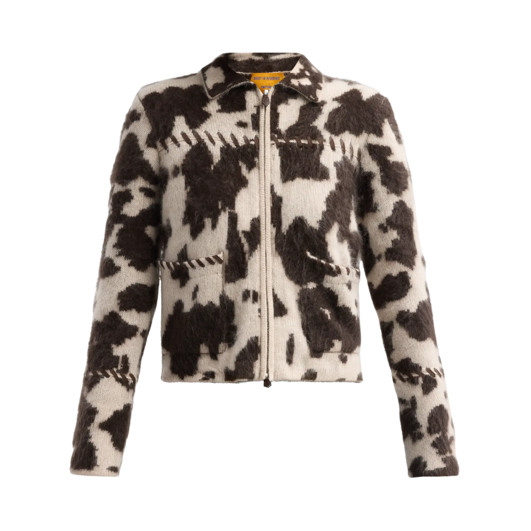 Grizzly Cowhide Jacket in Oatmeal/Burnt Cocoa
