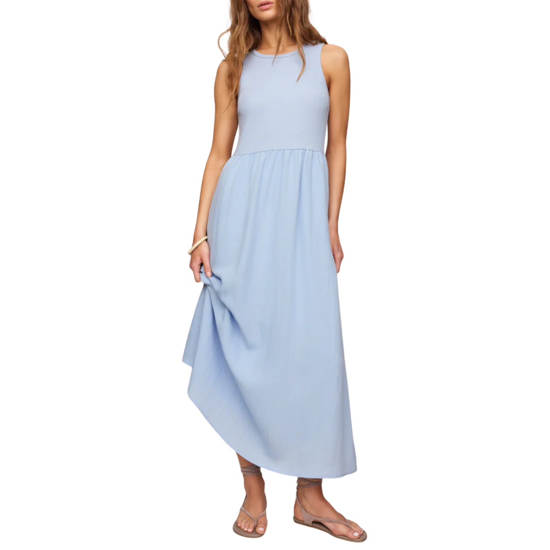 Charlotte Rib Midi Dress in Blue Light