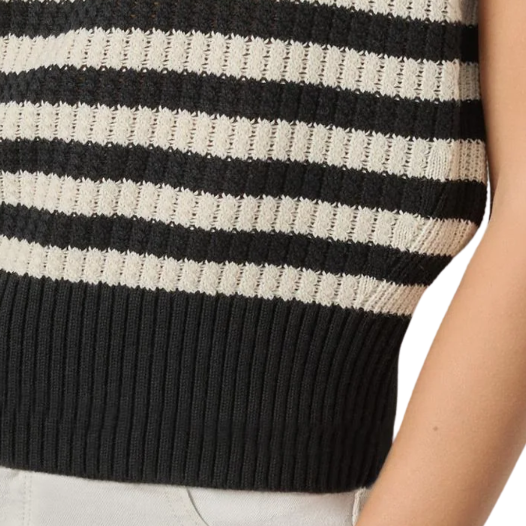 Textured Wedge Sweater in Jet Black Stripe