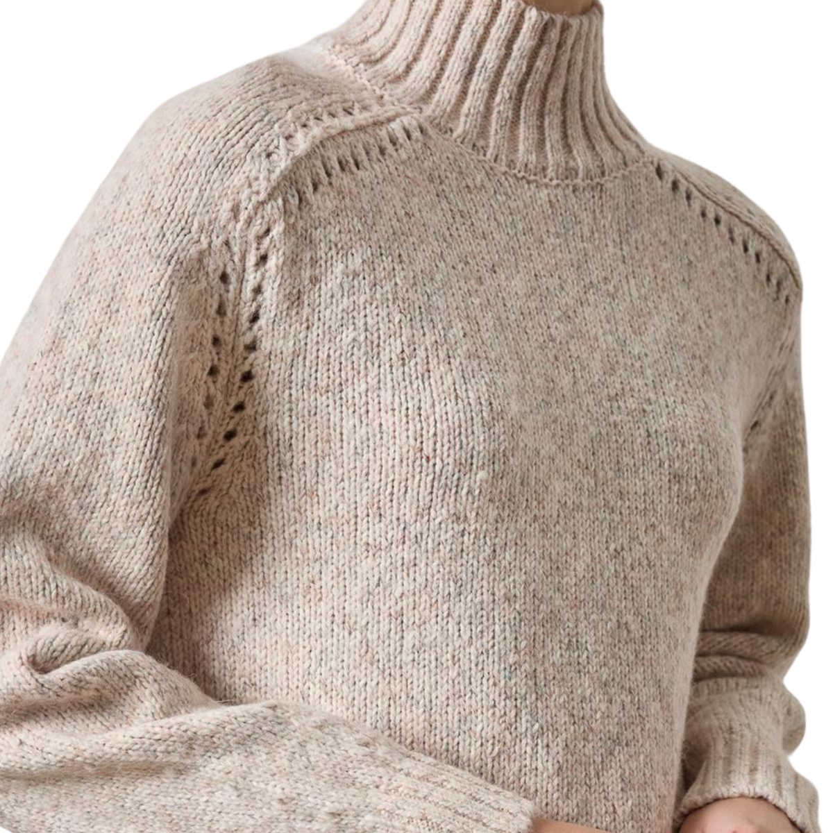Lace Trim Pullover Sweater in Gardenia