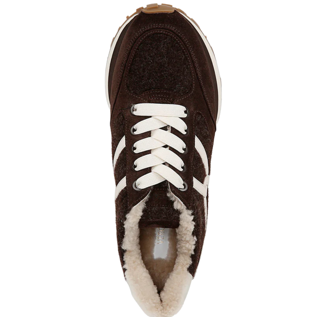 Valentina Shearling Sneaker in Espresso