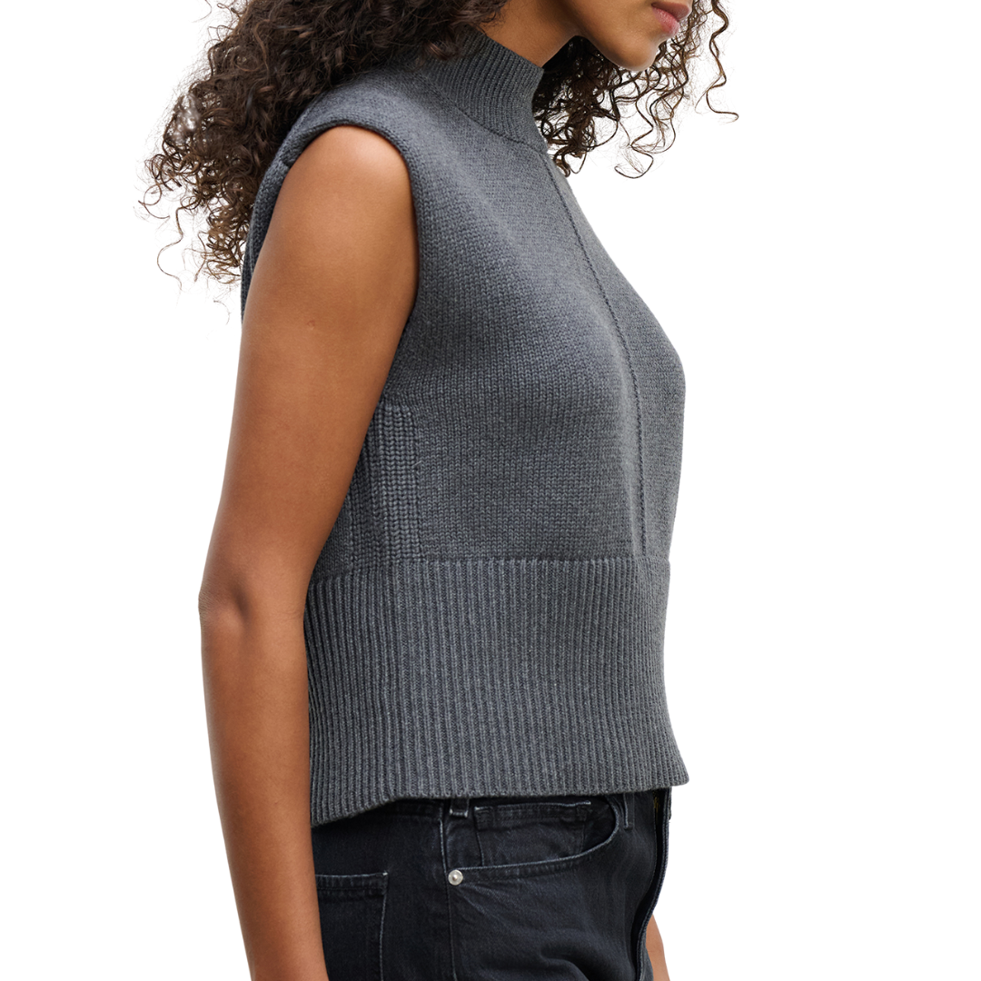 Electra Sleeveless Mock Top in Medium Heather Grey