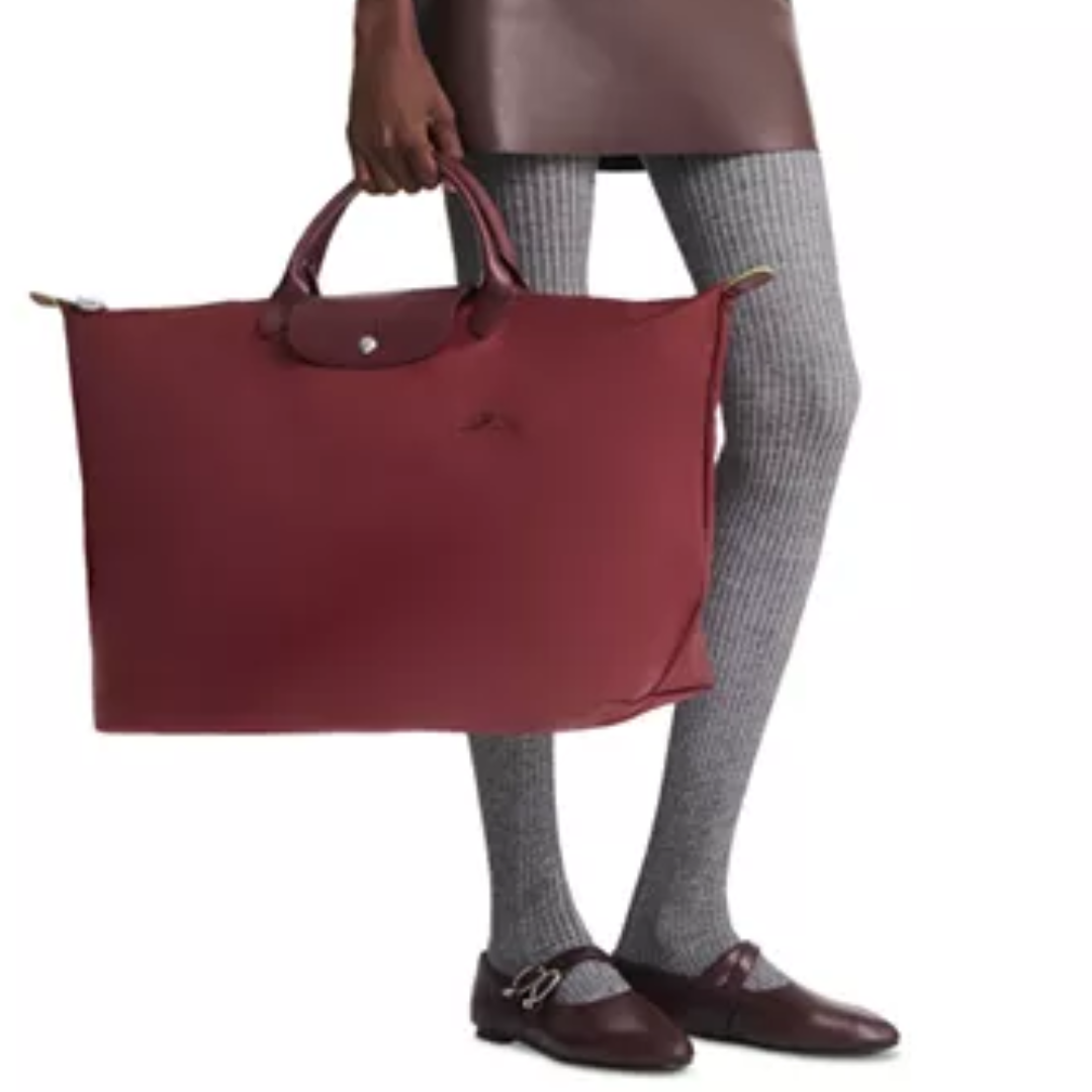 Le Pliage Green Large Travel Bag in Pomegranate