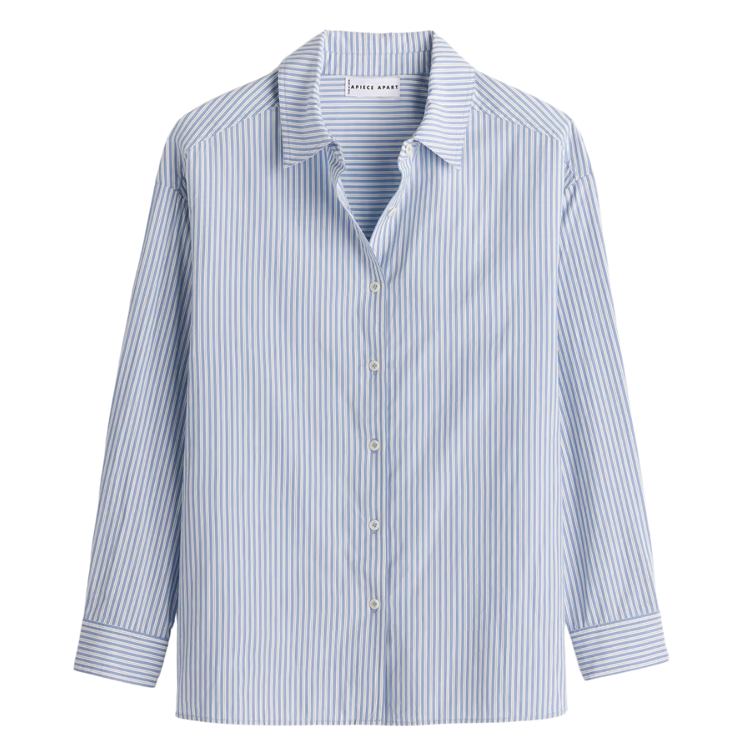 Isolde Button Down in Blue and White Stripes