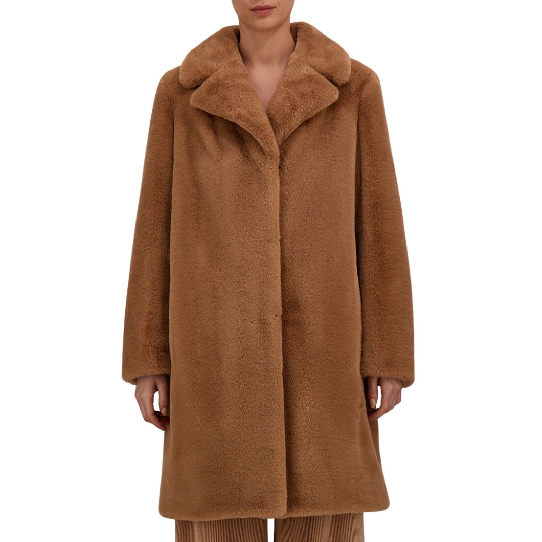 Alpaca Jacket with Fringing in Camel