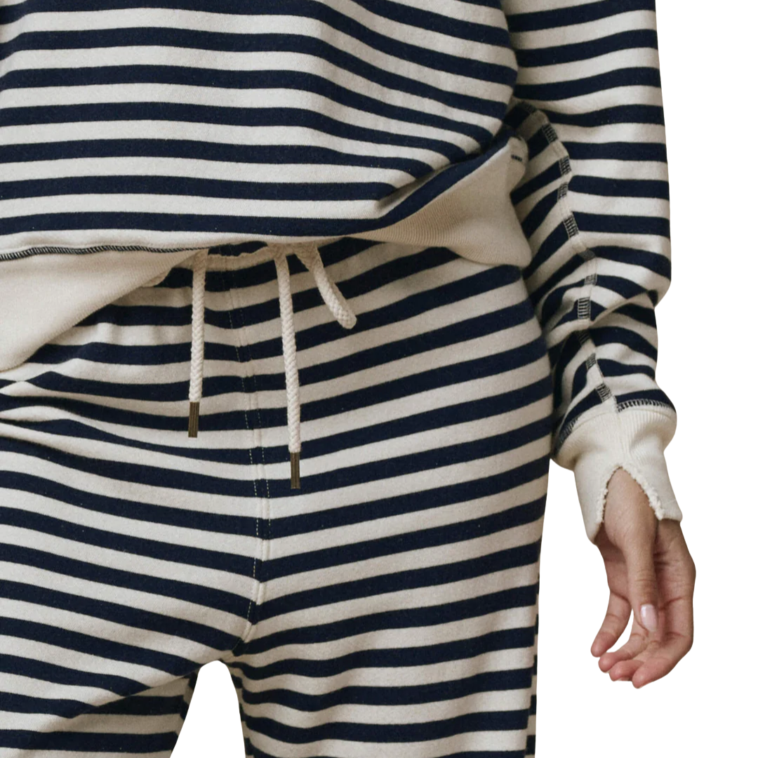 The Lap Sweatpant in Navy Sailor Stripe