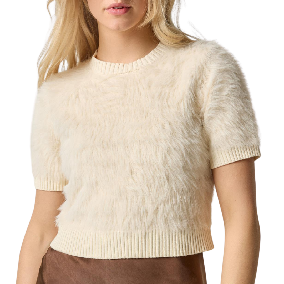 Short Sleeve Brushed Crew in Ivory