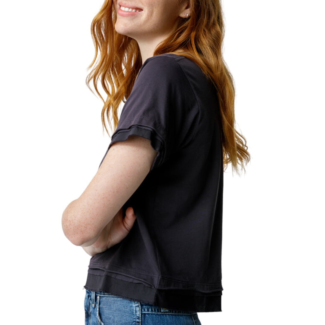 Feather Pima Tee in Vintage Black