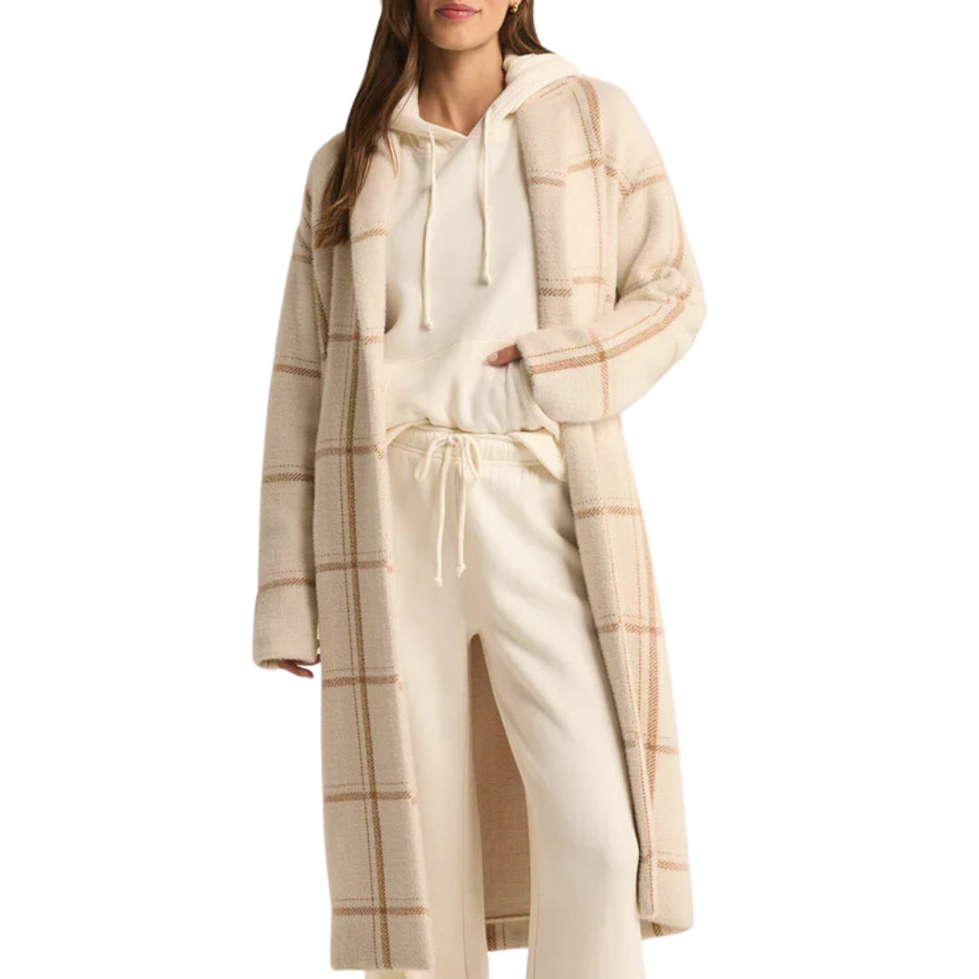 Mason Windowpane Knit Coat in Sea Salt