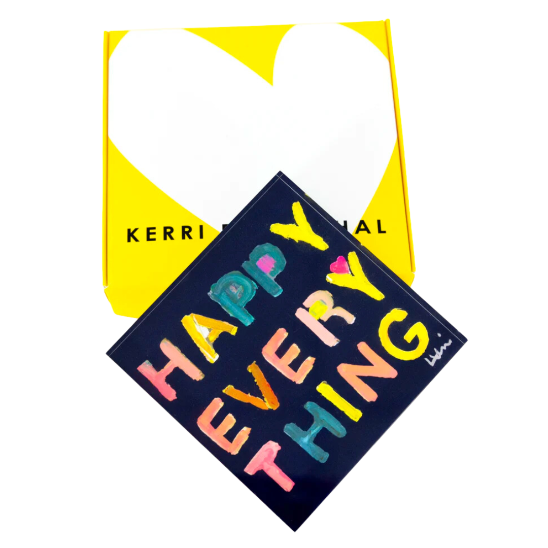 Happy Everything Block of Love in Navy Sky Small