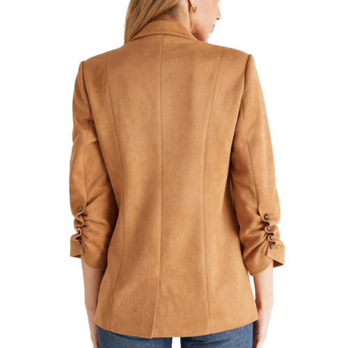 Sandelle Faux Suede Blazer in Camel Brown XS - Main Image