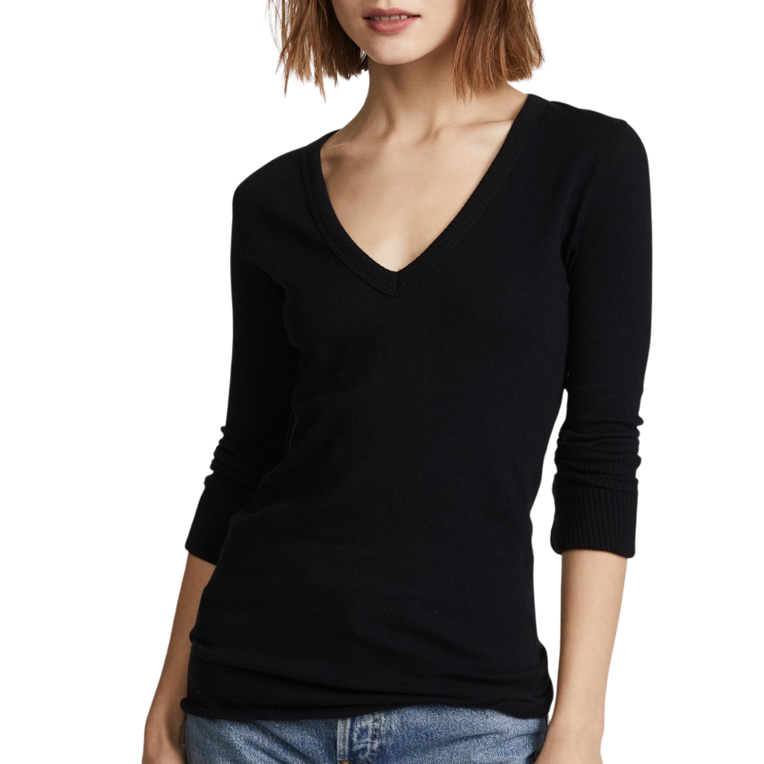 Cuffed V Top in Black