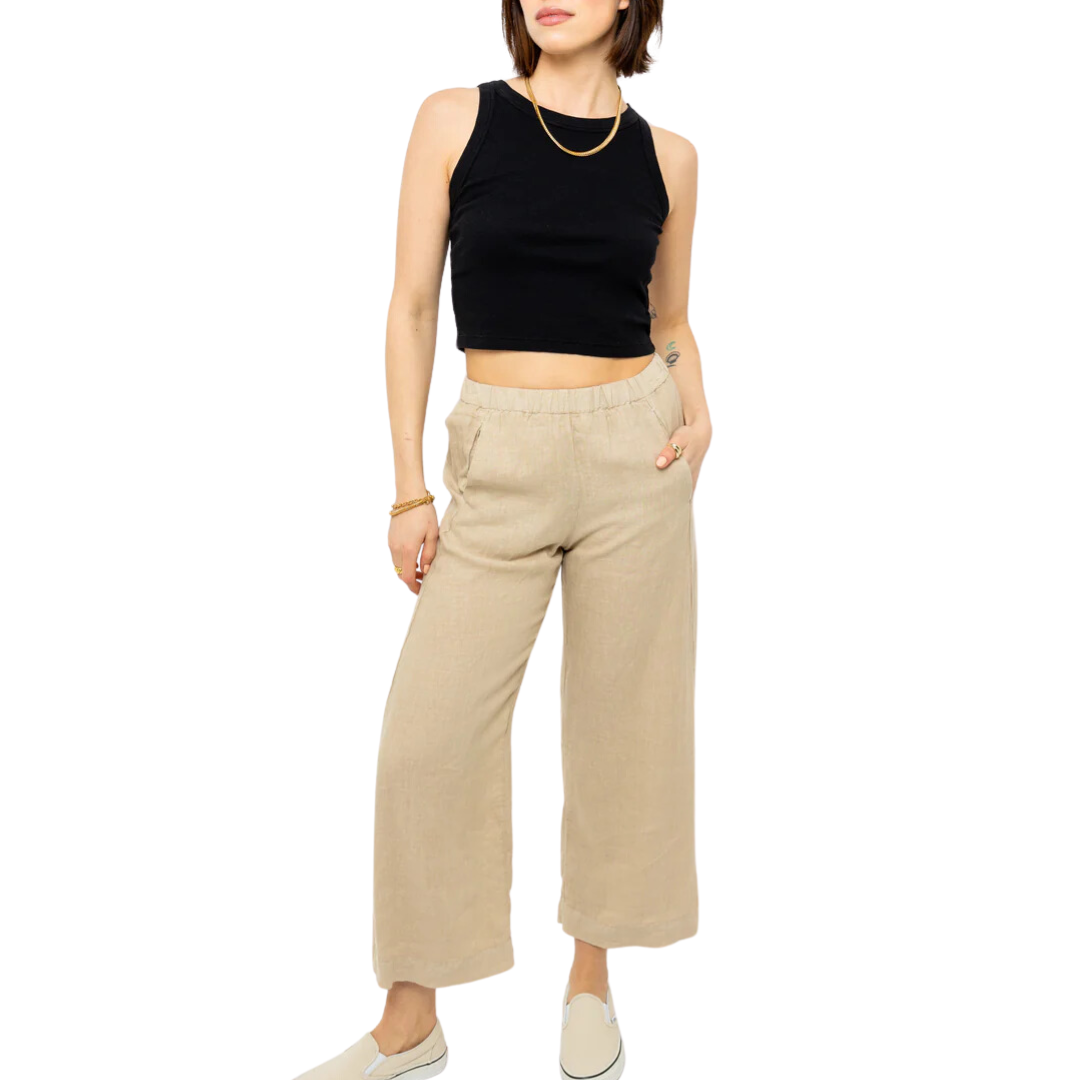 Lola Linen Pant in Biscuit