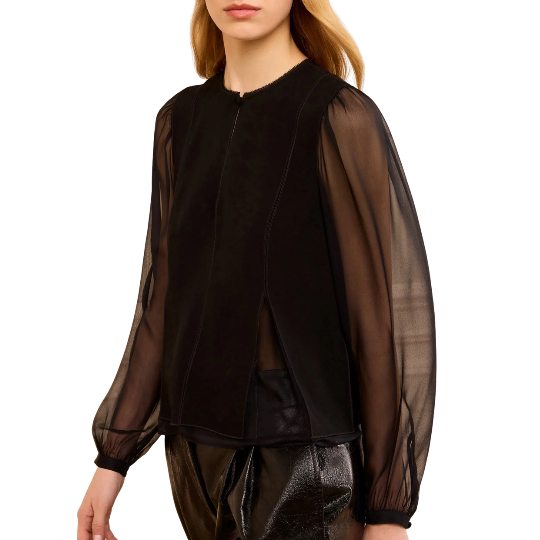 Lucette Long Sleeve Blouse in Noir