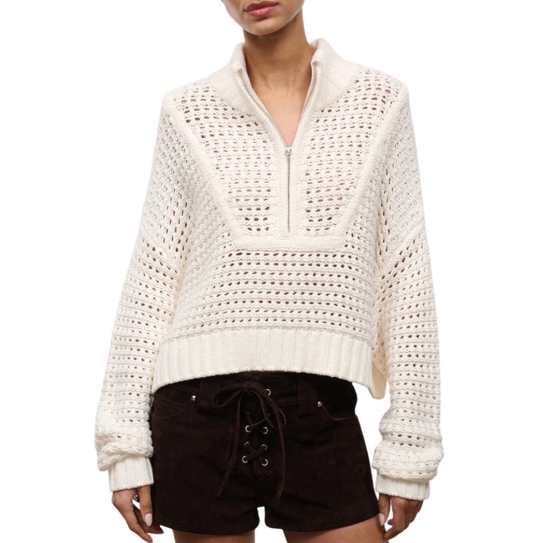 Cropped Hampton Sweater in Ivory