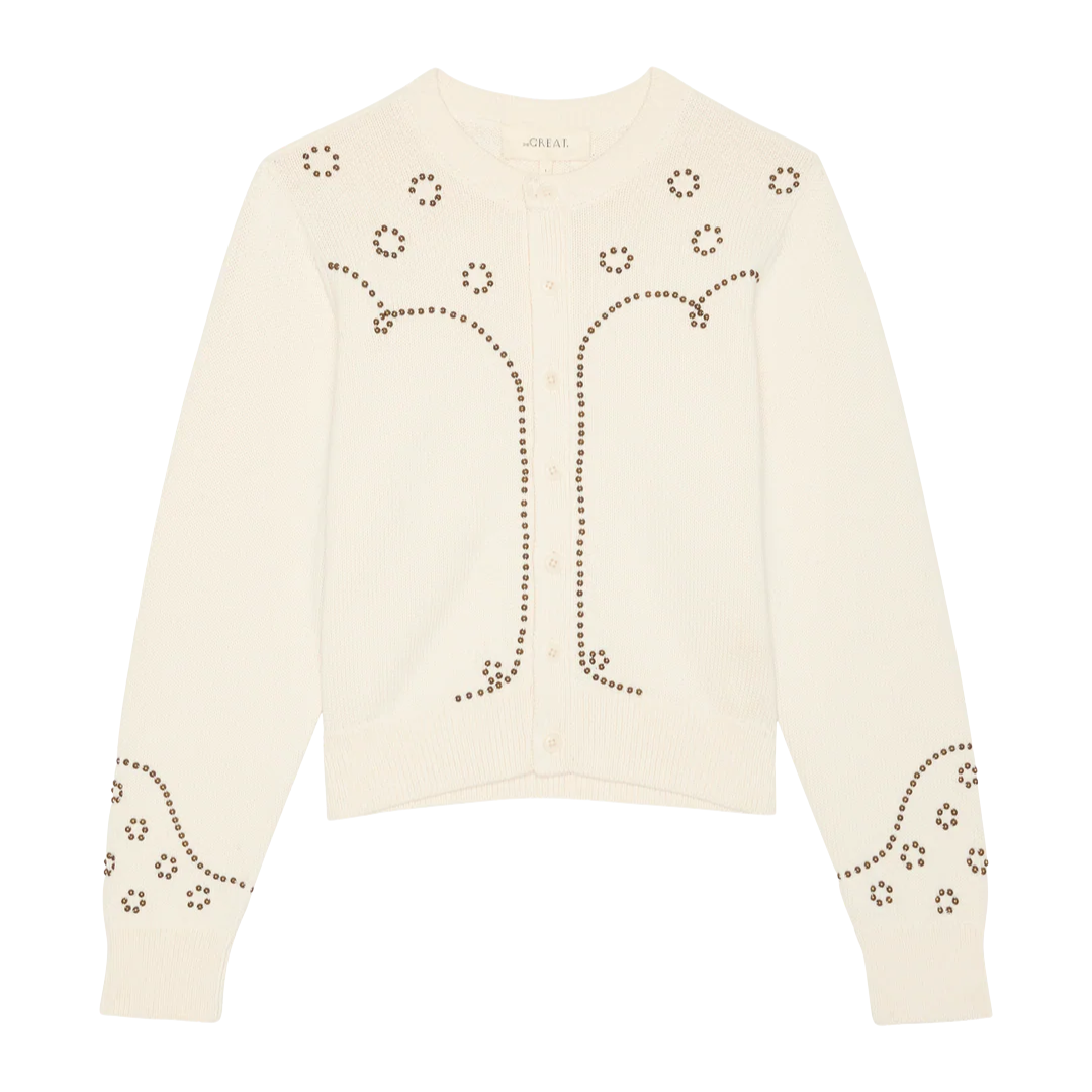 The Studded Cardigan in Natural