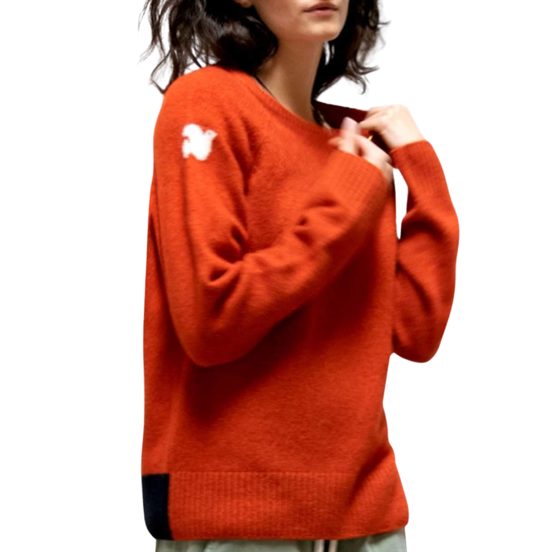 Backstrike Cashmere Crew in Deeply Orange
