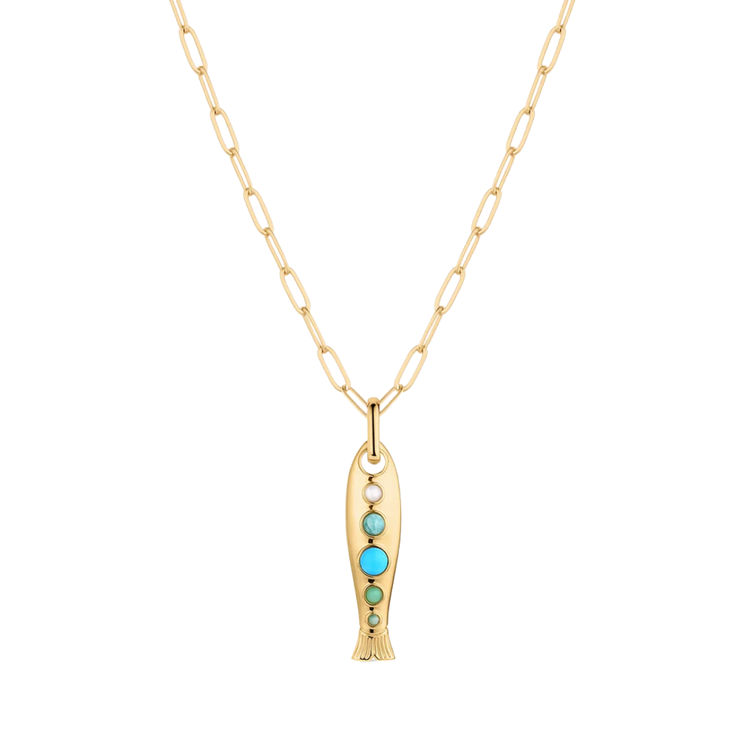 Amalfi Enamel Fish Clip in 14k Gold Plated
