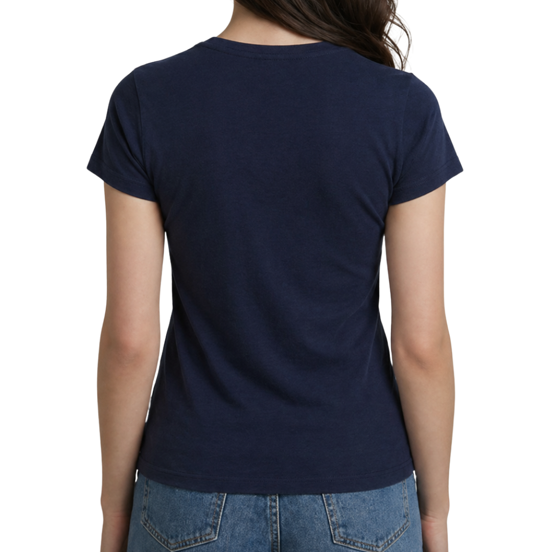 Deluxe Cotton Crop Short Sleeve Crewneck in Marine
