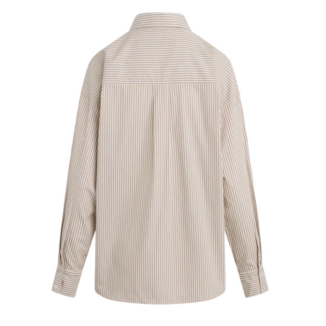 The Ex-Boyfriend Shirt in Soft Taupe Stripe