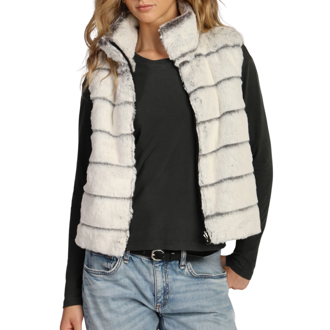 Classic Fur Reversible Vest in Winter White