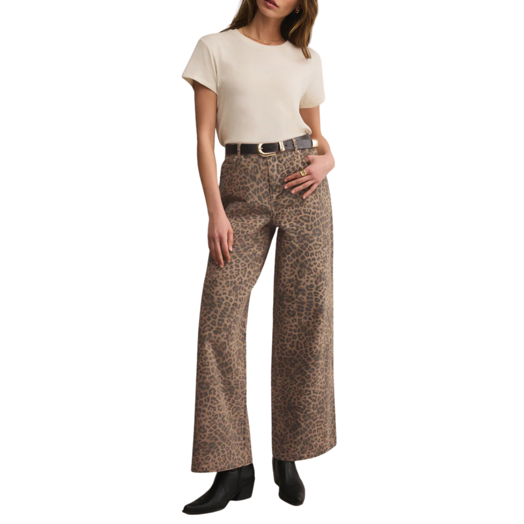Marli Denim Leopard Pant in Desert Tan