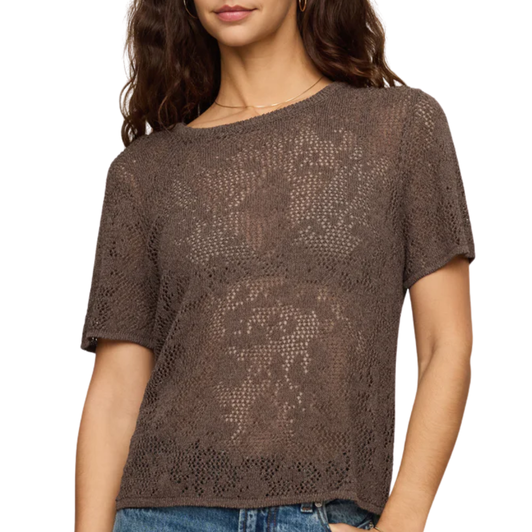 Waverton Crochet Sweater Tee in Cocoa Latte